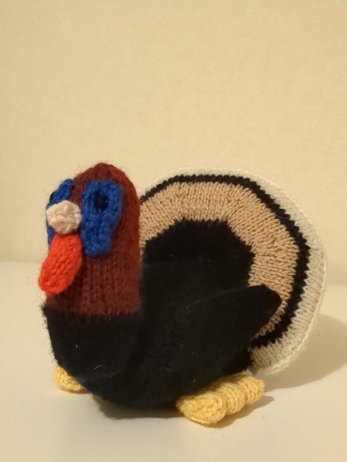 A knitted turkey.